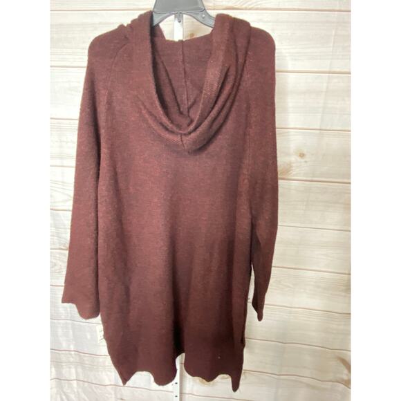 NWT State of Day Women's L Oversized  Burgundy Acrylic Sweater Dress Hooded - Picture 2 of 5